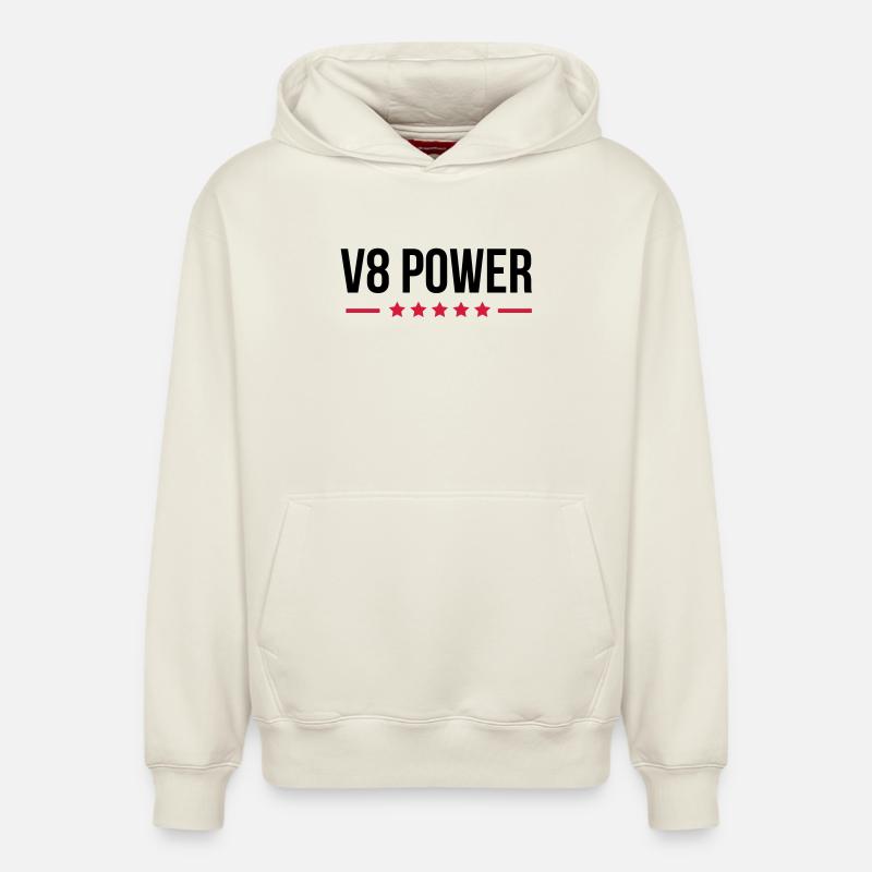 V8 Power - Sweat à capuche unisexe décontracté en coton biologique – de SPREAD - blanc cassé