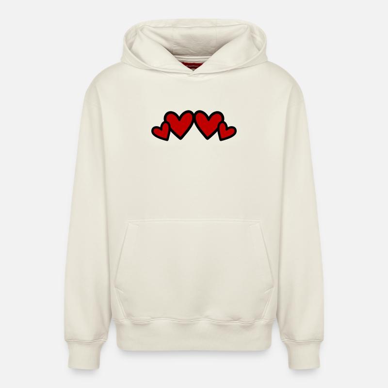 Coeurs Symbole Amour - Sweat à capuche unisexe décontracté en coton biologique – de SPREAD - blanc cassé