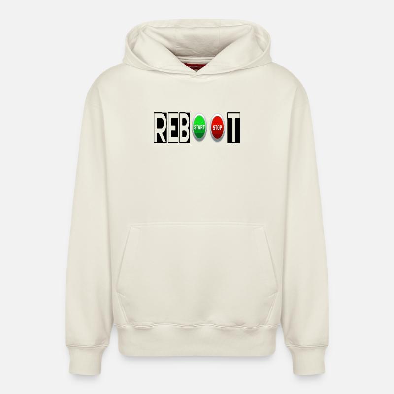 REBOOT - Sweat à capuche unisexe décontracté en coton biologique – de SPREAD - blanc cassé