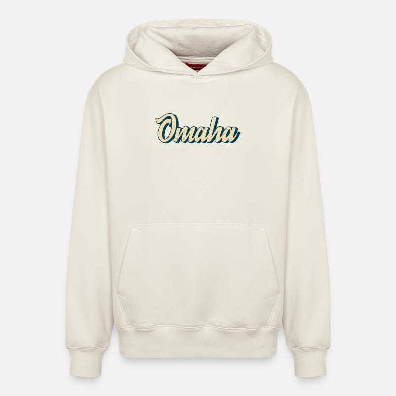 Omaha Script Rétro - Sweat à capuche unisexe décontracté en coton biologique – de SPREAD - blanc cassé