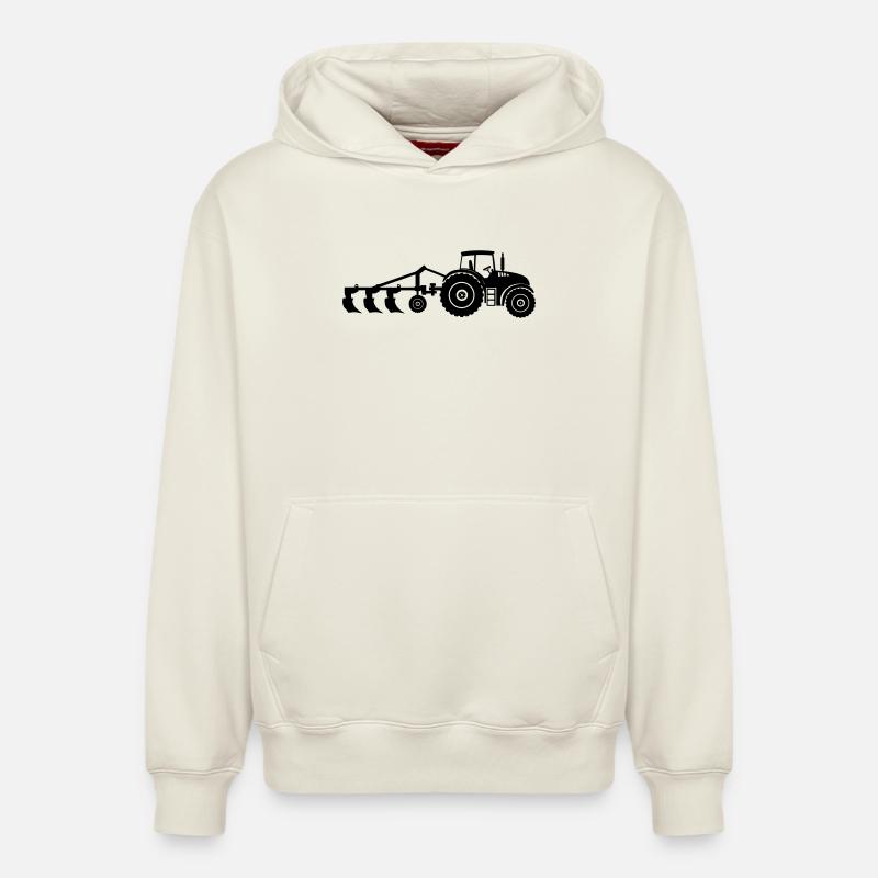 Acker-Traktor-Pflug - Relaxed Unisex Organic Hoodie – von SPREAD - Naturweiß