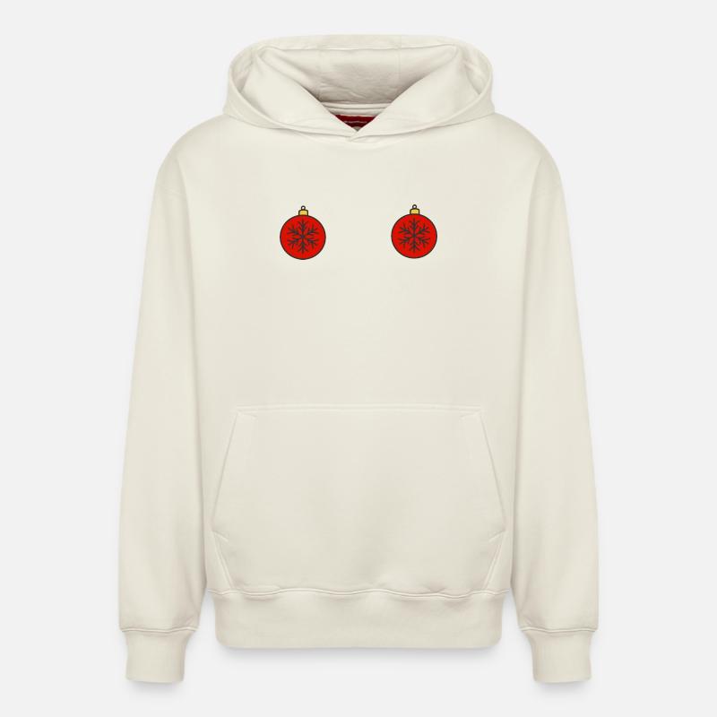 Boules de Noël - Sweat à capuche unisexe décontracté en coton biologique – de SPREAD - blanc cassé