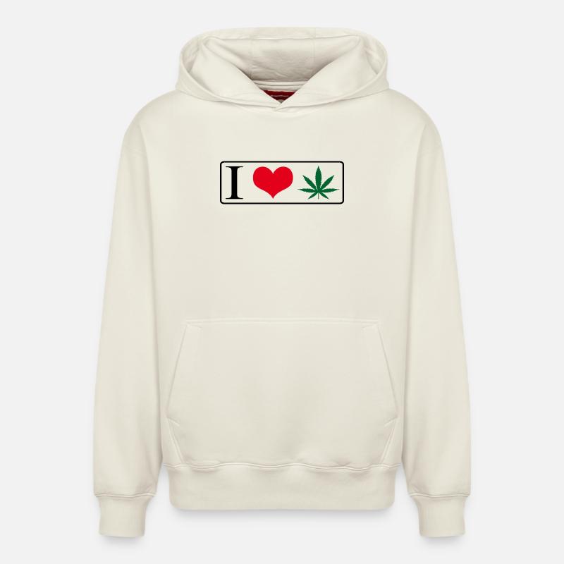 J’adore l’herbe - Sweat à capuche unisexe décontracté en coton biologique – de SPREAD - blanc cassé