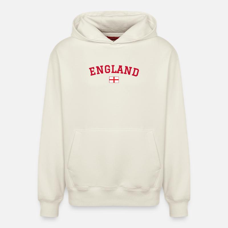 Drapeau anglais : dessin rouge - Sweat à capuche unisexe décontracté en coton biologique – de SPREAD - blanc cassé