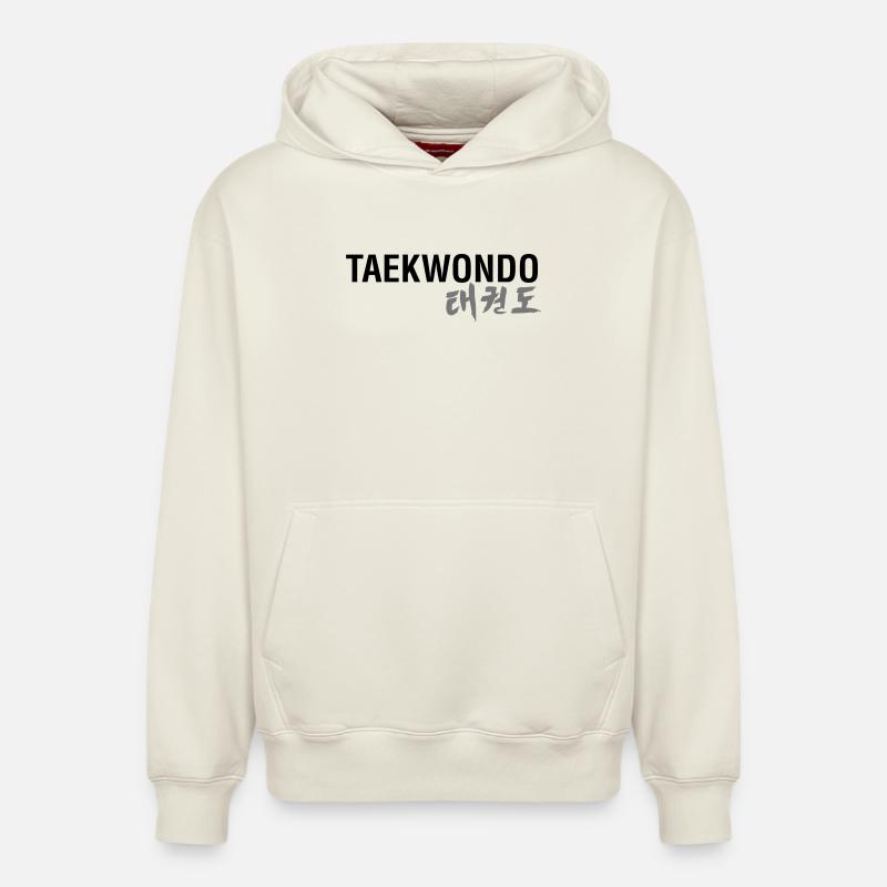 TAEKWONDO - Sweat à capuche unisexe décontracté en coton biologique – de SPREAD - blanc cassé