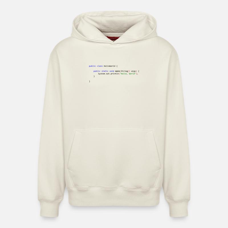 Hello World in Java - Relaxed Unisex Organic Hoodie – von SPREAD - Naturweiß