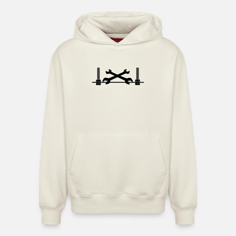 Logo du mécanicien - Sweat à capuche unisexe décontracté en coton biologique – de SPREAD - blanc cassé