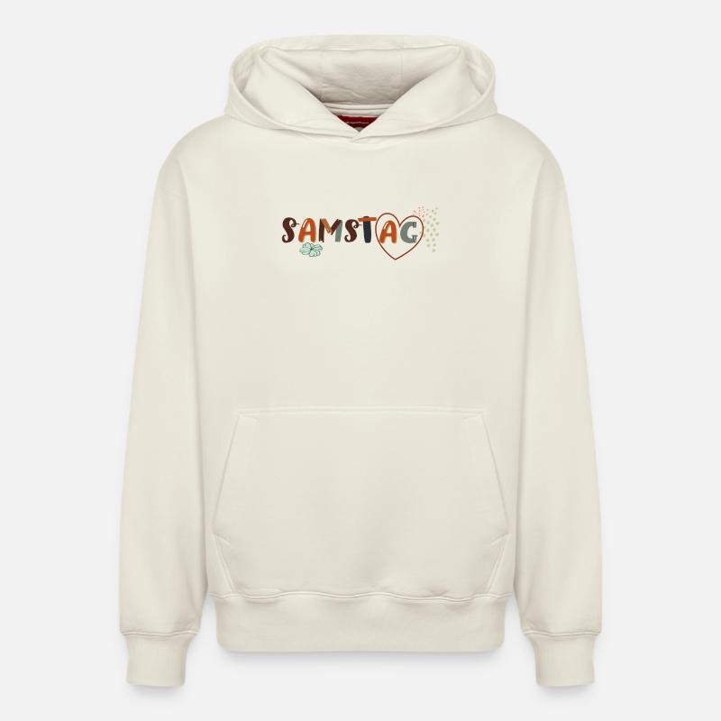 Samedi en semaine - Sweat à capuche unisexe décontracté en coton biologique – de SPREAD - blanc cassé