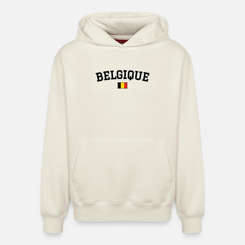 Drapeau Belge Noir - Sweat à capuche unisexe décontracté en coton biologique – de SPREAD - blanc cassé