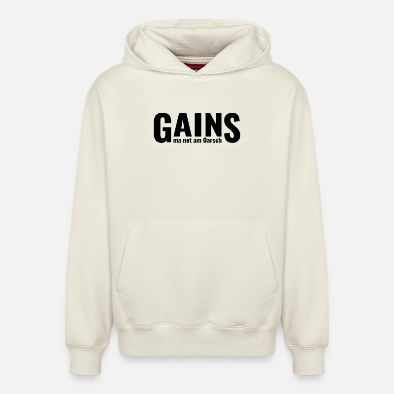 GAINS ma net am Oarsch - Sweat à capuche unisexe décontracté en coton biologique – de SPREAD - blanc cassé