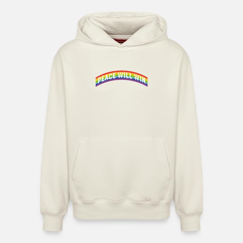 Rainbow Regenbogen Peace will win - Relaxed Unisex Organic Hoodie – von SPREAD - Naturweiß
