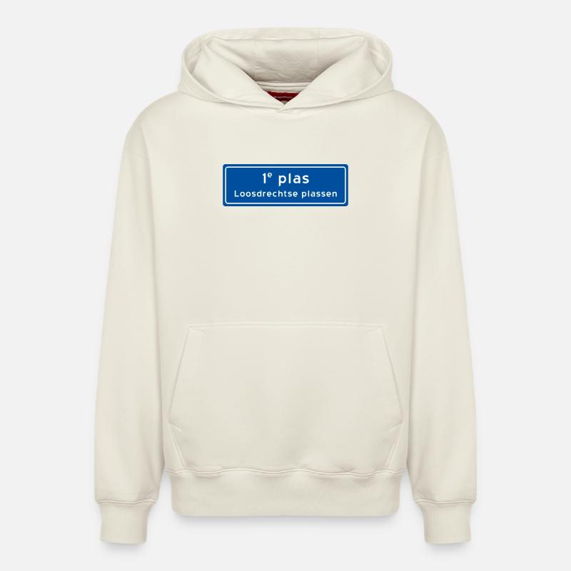 Loosdrechtse plassen 1st plas - Sweat à capuche unisexe décontracté en coton biologique – de SPREAD - blanc cassé