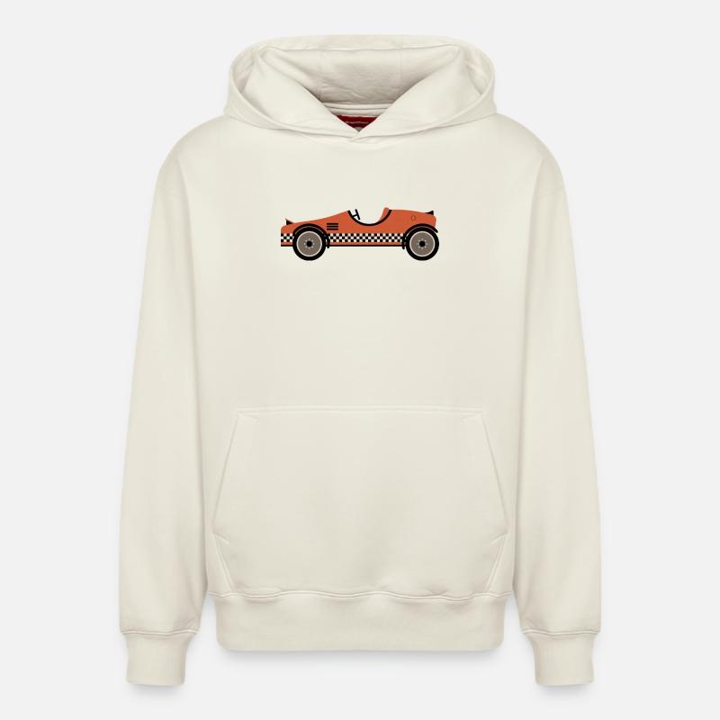 Voiture de course texturée rouge - Sweat à capuche unisexe décontracté en coton biologique – de SPREAD - blanc cassé