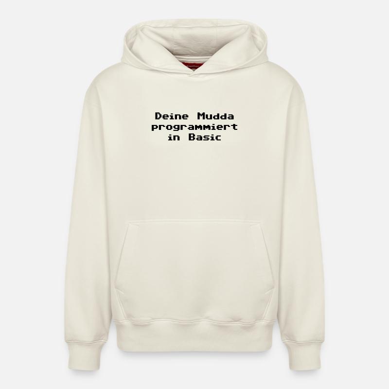 Deine Mudda programmiert in Basic - Relaxed Unisex Organic Hoodie – von SPREAD - Naturweiß