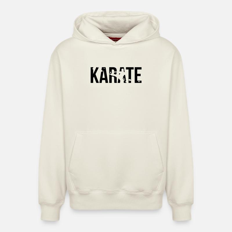 karaté - Sweat à capuche unisexe décontracté en coton biologique – de SPREAD - blanc cassé