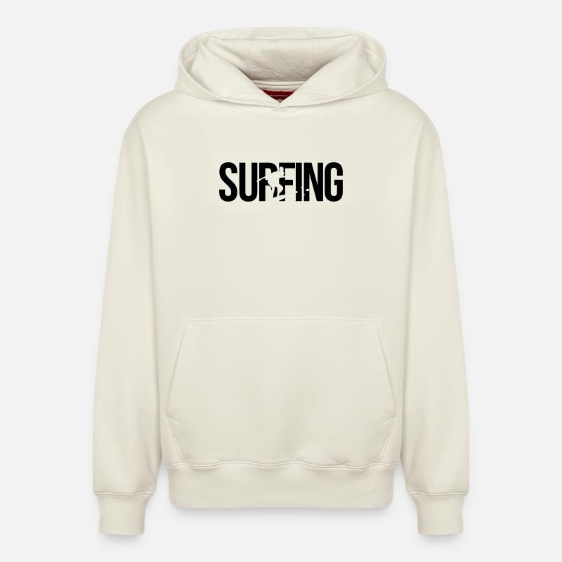 surfing surf - Sweat à capuche unisexe décontracté en coton biologique – de SPREAD - blanc cassé