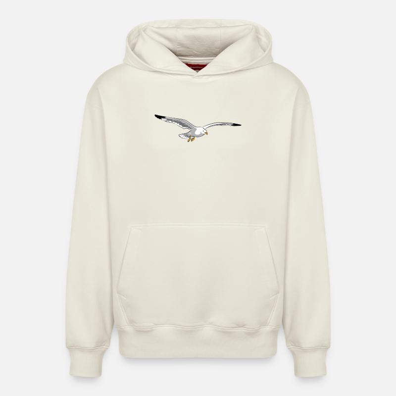 mouette - Sweat à capuche unisexe décontracté en coton biologique – de SPREAD - blanc cassé