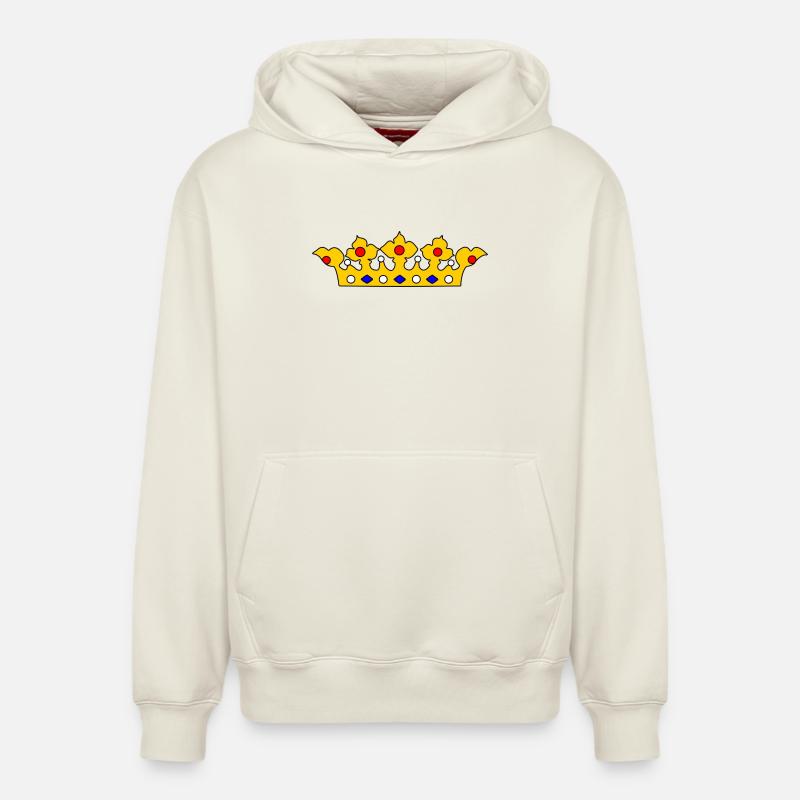 Couronne d’or avec perles - Sweat à capuche unisexe décontracté en coton biologique – de SPREAD - blanc cassé