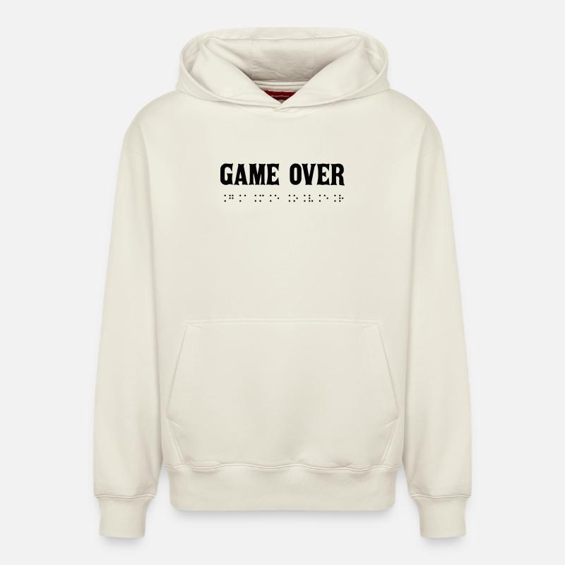 Message Game Over - Sweat à capuche unisexe décontracté en coton biologique – de SPREAD - blanc cassé