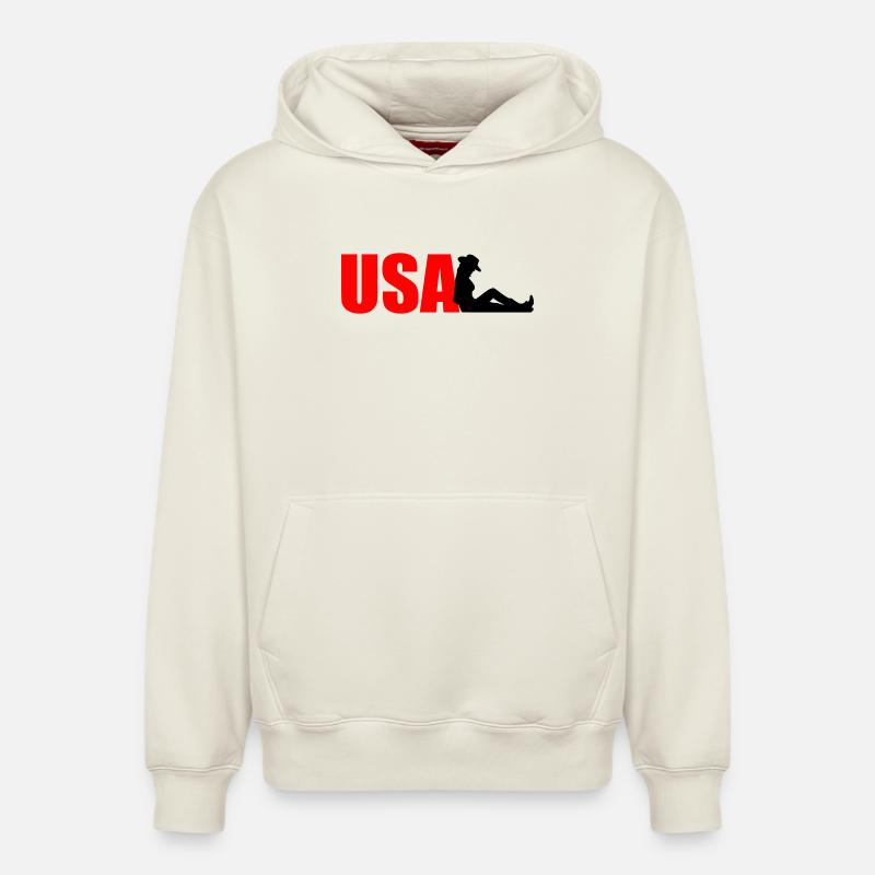 États-Unis - Sweat à capuche unisexe décontracté en coton biologique – de SPREAD - blanc cassé