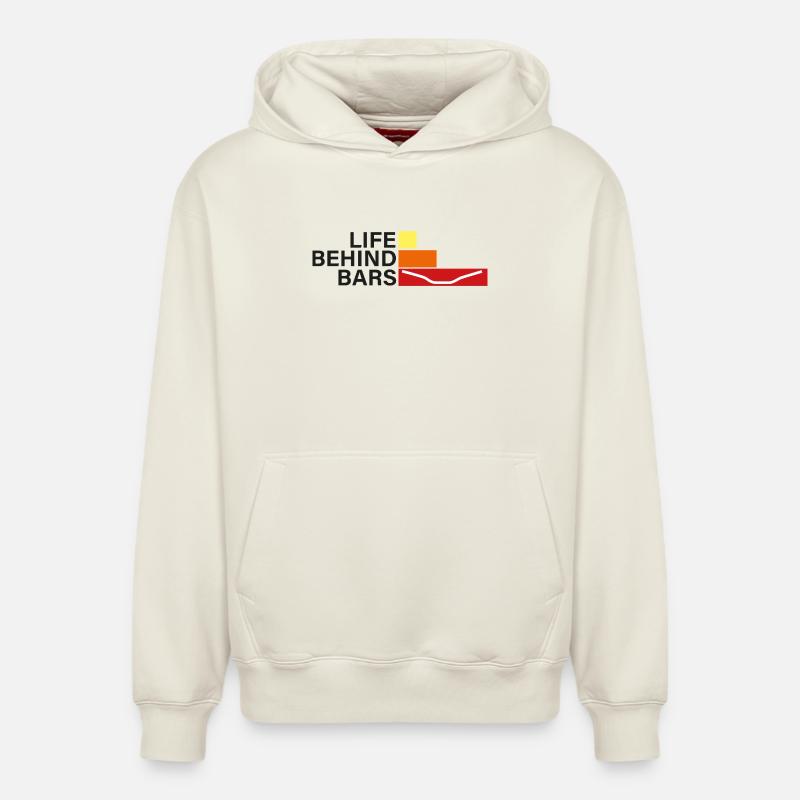 LEBEN HINTER GITTERN Leben hinter Hanteln - Relaxed Unisex Organic Hoodie – von SPREAD - Naturweiß