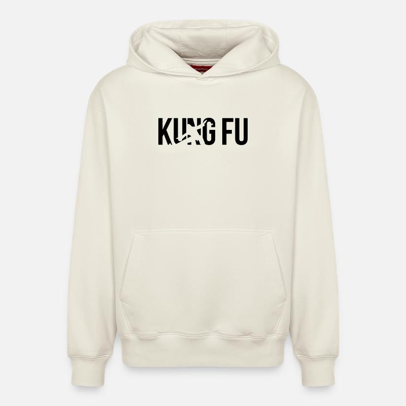 kung fu - Sweat à capuche unisexe décontracté en coton biologique – de SPREAD - blanc cassé