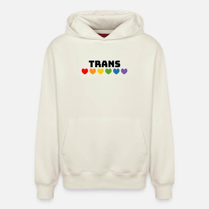 Regenbogenherzchen Trans schwarz - Relaxed Unisex Organic Hoodie – von SPREAD - Naturweiß