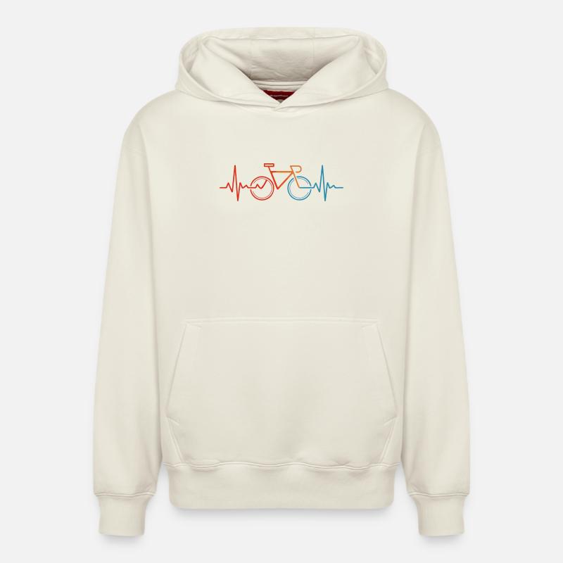 Rythme cardiaque du cyclisme - Sweat à capuche unisexe décontracté en coton biologique – de SPREAD - blanc cassé