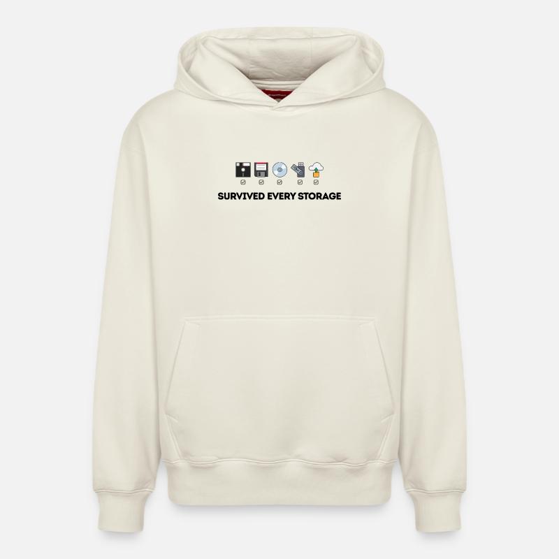 Data Storage Evolution - Tech Icons - Relaxed Unisex Organic Hoodie – by SPREAD - off white