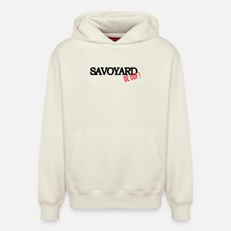Savoyard de ouf (noir) - Sweat à capuche unisexe décontracté en coton biologique – de SPREAD - blanc cassé
