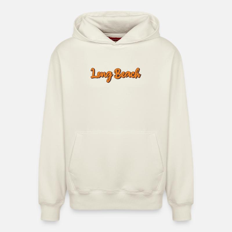 Script rétro de Long Beach - Sweat à capuche unisexe décontracté en coton biologique – de SPREAD - blanc cassé