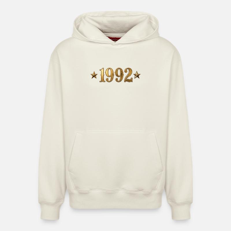 Année du design classique 1992 - Sweat à capuche unisexe décontracté en coton biologique – de SPREAD - blanc cassé