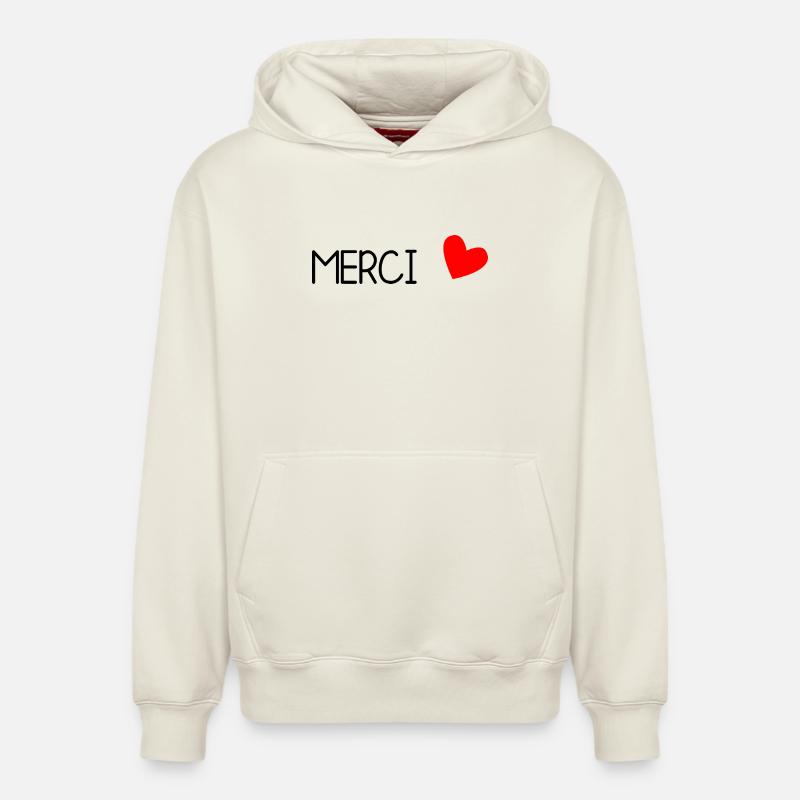 MAÎTRESSE. MERCI. MERCI MAÎTRESSE - Sweat à capuche unisexe décontracté en coton biologique – de SPREAD - blanc cassé