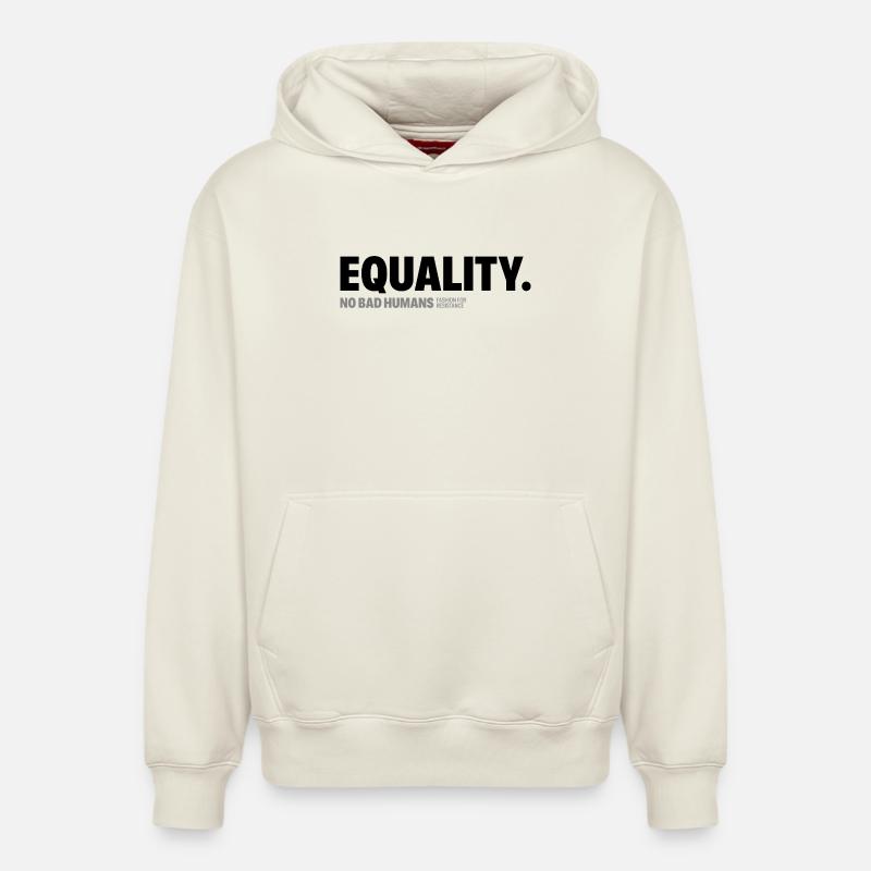 Égalité - Sweat à capuche unisexe décontracté en coton biologique – de SPREAD - blanc cassé