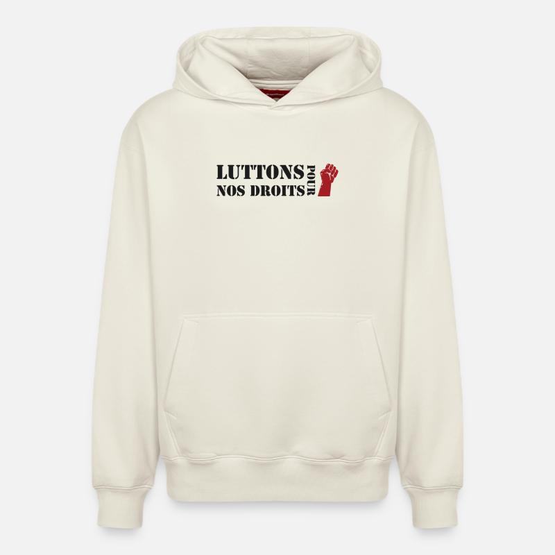 Luttons pour nos Droits ! - Sweat à capuche unisexe décontracté en coton biologique – de SPREAD - blanc cassé