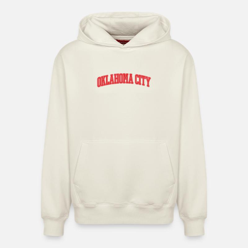 Lettrage Varsity d’Oklahoma City - Sweat à capuche unisexe décontracté en coton biologique – de SPREAD - blanc cassé