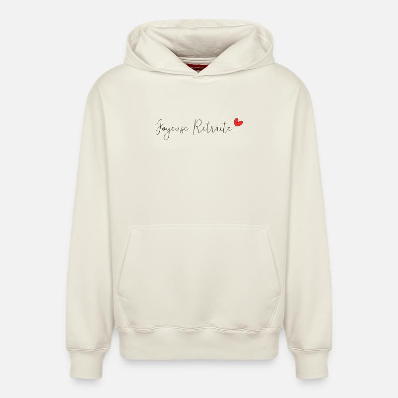 RETRAITE. RETRAITE. RETRAITEE. RETRAITE - Sweat à capuche unisexe décontracté en coton biologique – de SPREAD - blanc cassé