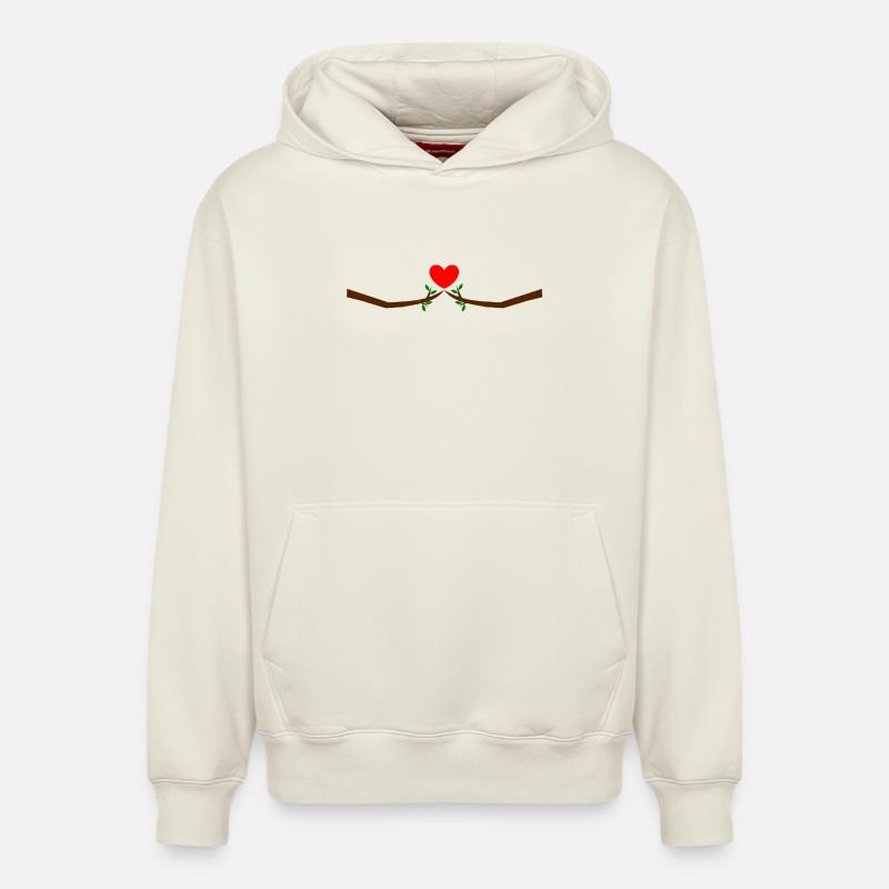 Saint-Valentin, Saint-Valentin, Saint-Valentin - Sweat à capuche unisexe décontracté en coton biologique – de SPREAD - blanc cassé