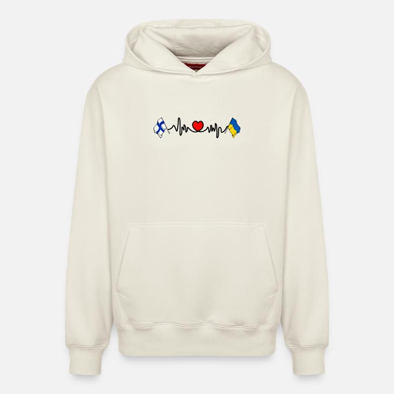 Cardio coeur Drapeau Finlande, drapeau Ukraine - Sweat à capuche unisexe décontracté en coton biologique – de SPREAD - blanc cassé