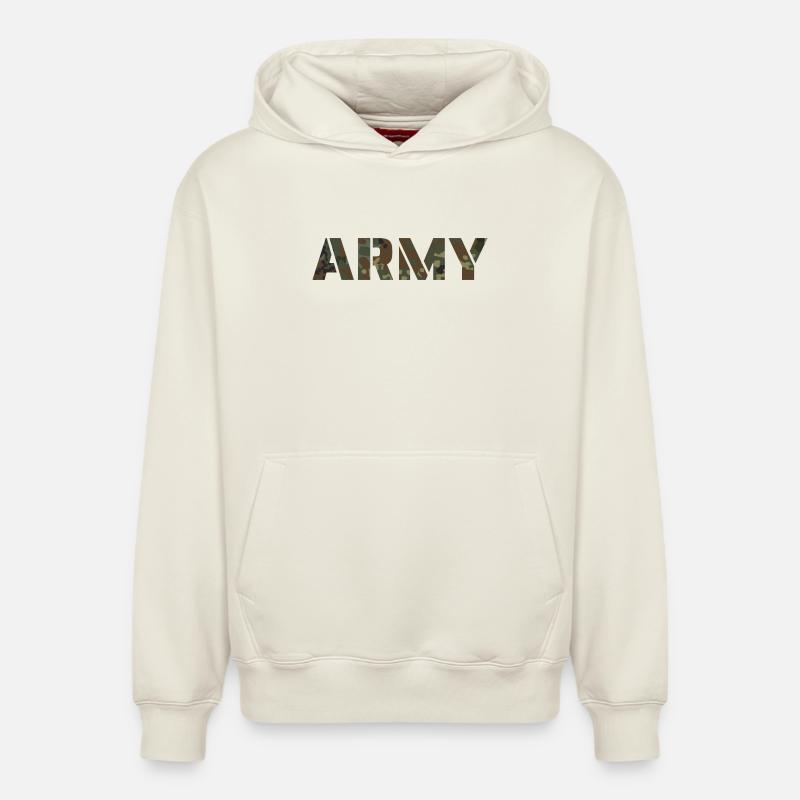 CAMOUFLAGE ARMY DE Flecktarn - Sweat à capuche unisexe décontracté en coton biologique – de SPREAD - blanc cassé