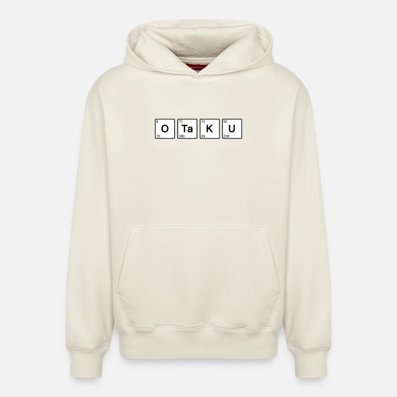 OTAKU Atomique Typographie Élémentaire - Sweat à capuche unisexe décontracté en coton biologique – de SPREAD - blanc cassé