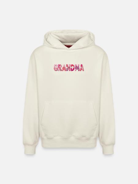 Großmutter Pink Plaid Buchstaben Patchwork - Relaxed Unisex Organic Hoodie – von SPREAD - Naturweiß
