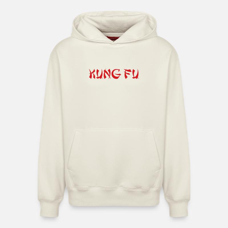 KUNG-FU - Sweat à capuche unisexe décontracté en coton biologique – de SPREAD - blanc cassé