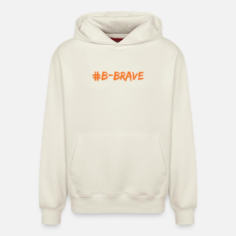 Imprimé #B-Brave - Sweat à capuche unisexe décontracté en coton biologique – de SPREAD - blanc cassé
