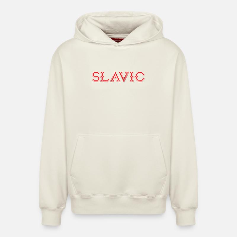 SLAVE Folk Slawisch - Sweat à capuche unisexe décontracté en coton biologique – de SPREAD - blanc cassé