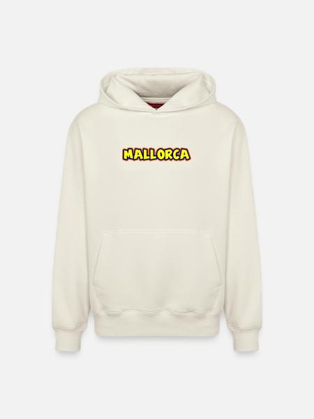 Mallorca Schriftzug - Relaxed Unisex Organic Hoodie – von SPREAD - Naturweiß