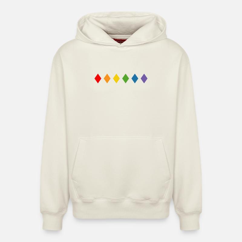 Losange arc-en-ciel - Sweat à capuche unisexe décontracté en coton biologique – de SPREAD - blanc cassé