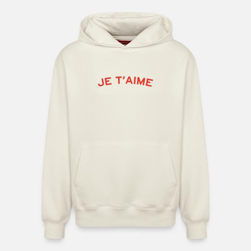 Je t’aime - Sweat à capuche unisexe décontracté en coton biologique – de SPREAD - blanc cassé