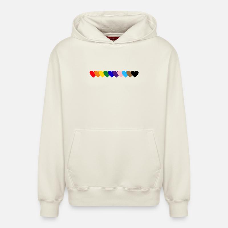 Fierté rainbow hearts - Sweat à capuche unisexe décontracté en coton biologique – de SPREAD - blanc cassé