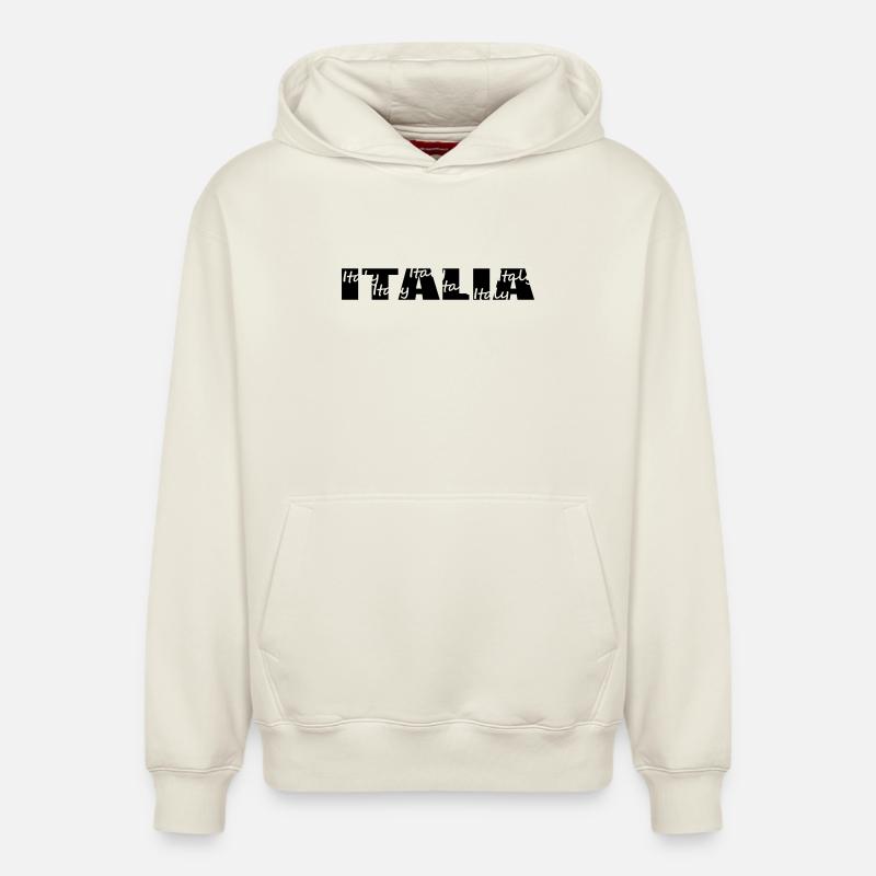 Italia - Sweat à capuche unisexe décontracté en coton biologique – de SPREAD - blanc cassé